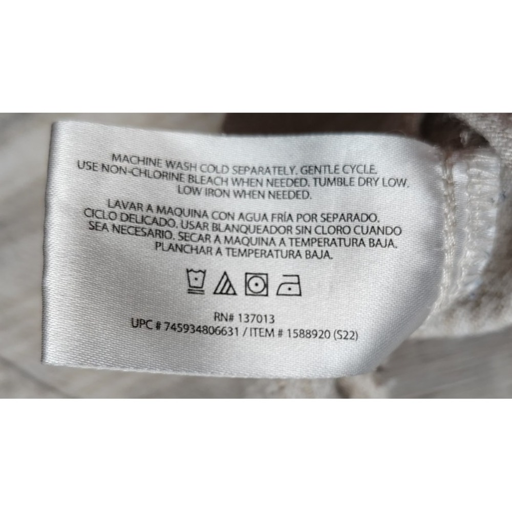 Orvis Women's XXL Shirt Button Front Top Linen Blend Beige Striped Long Sleeve - Picture 5 of 8